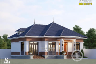 Mẫu nhà mái Nhật 1 tầng 130m2 3 phòng ngủ đẹp – BT 13120