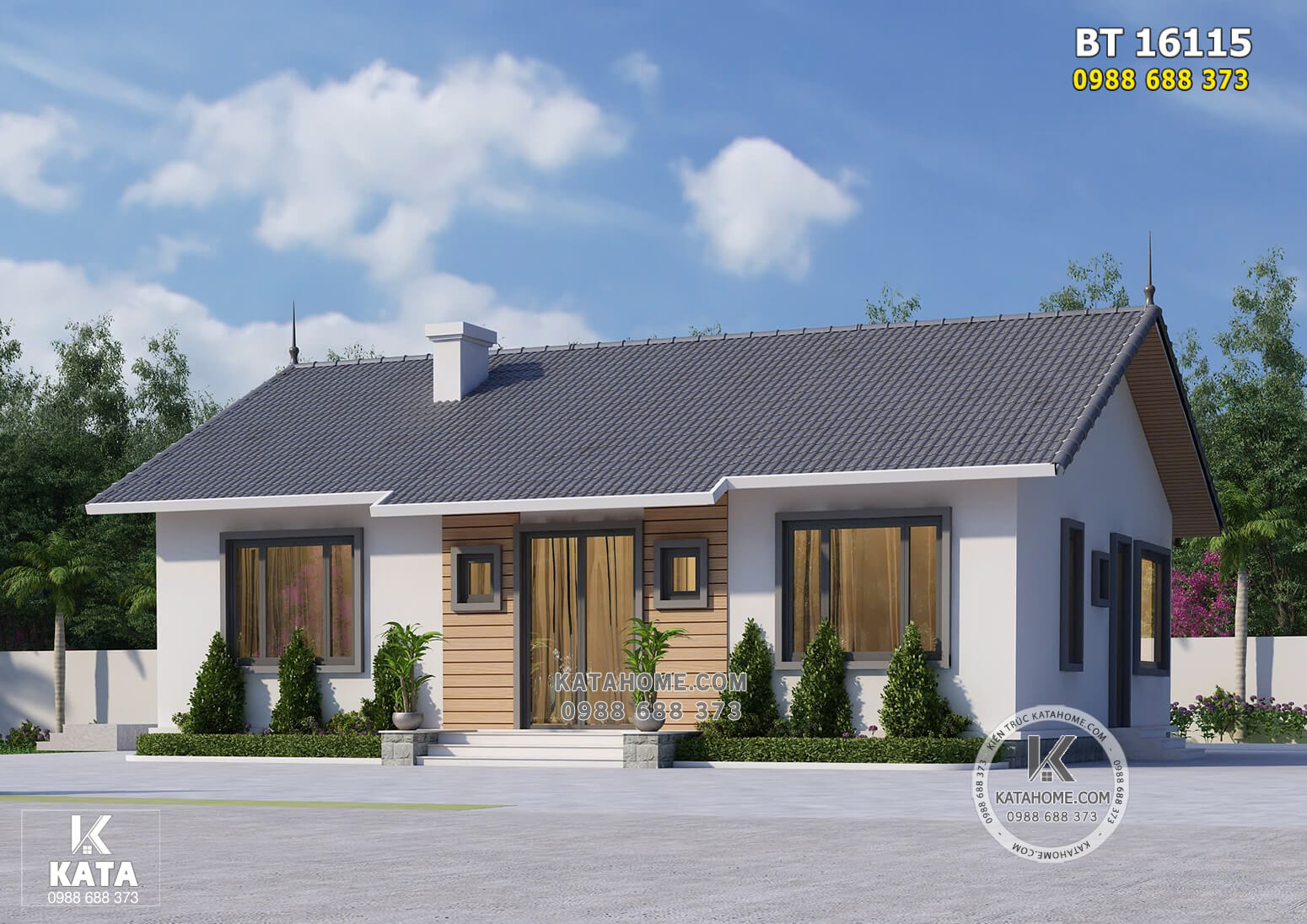 Mẫu nhà 1 tầng 130m2 3 phòng ngủ 700 triệu đơn giản đẹp - Mã số: BT 16115