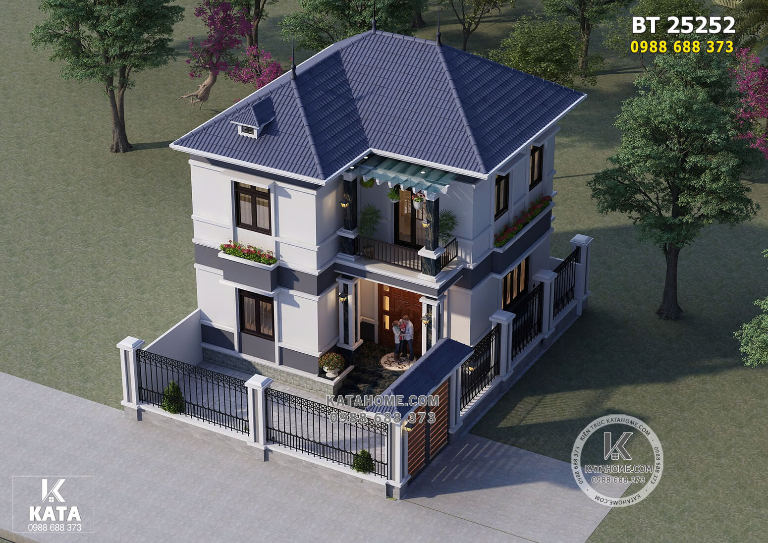 Toàn cảnh mẫu nhà 2 tầng mái Nhật khi nhìn từ trên cao